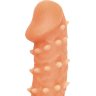 Телесная закрытая насадка с пупырышками Cock Sleeve Size M - 15,6 см.
