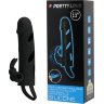 Чёрная насадка с клиторальным вибростимулятором и закрытой головкой - 14 см.