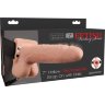 Телесный перезаряжаемый вибрострапон 7 Hollow Rechargeable Strap-on with Balls - 20,3 см.
