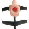 Телесный перезаряжаемый вибрострапон 7 Hollow Rechargeable Strap-on with Balls - 20,3 см.