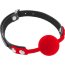 Красный кляп-шарик на черных ремешках  Цена 3 611 руб. - Красный кляп-шарик на черных ремешках