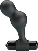 Черная анальная пробка с вибрацией Silicone Vibrating Anal Plug - 10 см.