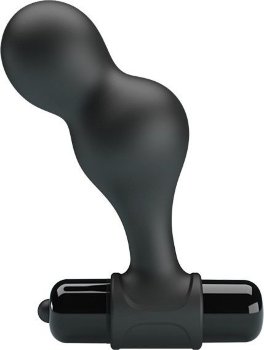 Черная анальная пробка с вибрацией Silicone Vibrating Anal Plug - 10 см.