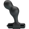 Черная анальная пробка с вибрацией Silicone Vibrating Anal Plug - 10 см.