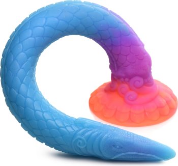 Фантазийный люминесцентный фаллоимитатор в форме змеи Makara Glow-in-the-Dark Silicone Snake Dildo - 46 см.