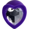 Фиолетовая анальная втулка Diamond Heart с прозрачным кристаллом - 8 см.