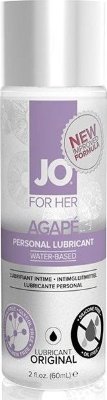 Лубрикант на водной основе для женщин JO AGAPE LUBRICANT ORIGINAL - 60 мл. Персональный женский гипоаллергенный лубрикант JO Personal Lubricant AGAPE Women - специальная рецептура на водной основе без глицерина, без силикона, без масел. Создан специально для женщин. Увеличивает чувствительность. Шелковистое ощущение , никакой липкости, долгое скольжение. Безопасен для латексных изделий, легко смывается. Применение: небольшое количество персонального любриканта, нанесите на интимные участки. Для использования с презервативом, нанесите на наружную сторону презерватива. Water (Aqua), Propanediol, Gluconolactone, Hydroxyethylcellulose, Sodium Benzoate, Citric Acid. Страна: США. Объем: 60 мл.