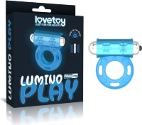 Голубое, светящееся в темноте эрекционное виброкольцо Lumino Play Vibrating Penis Ring