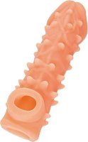 Телесная закрытая насадка с пупырышками Cock Sleeve Size L - 17,6 см.