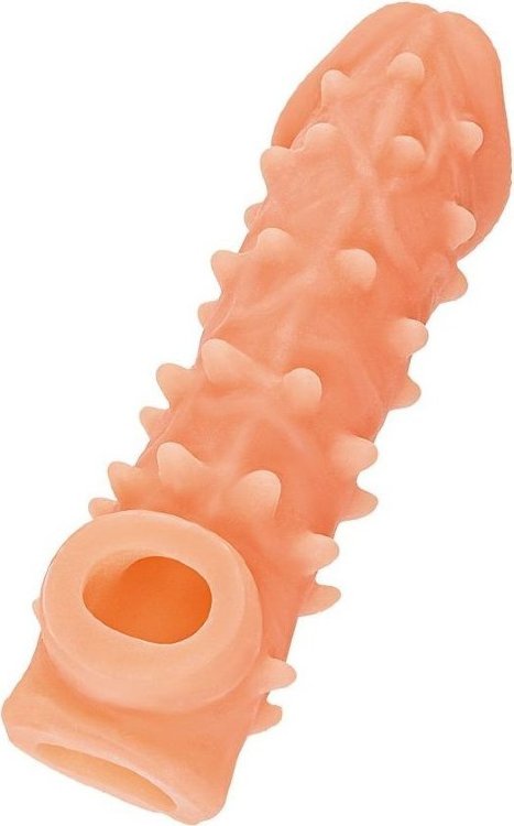 Телесная закрытая насадка с пупырышками Cock Sleeve Size L - 17,6 см.