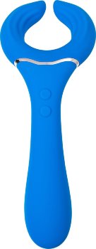 Голубой многофункциональный вибратор Whally - 18,5 см.