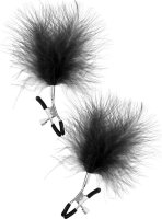 Зажимы на соски с черными пуховыми кисточками Sweet Caress Feather Nipple Clumps