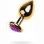 Золотистый анальный плаг с фиолетовым кристаллом-сердцем - 8 см.  Цена 2 737 руб. - Золотистый анальный плаг с фиолетовым кристаллом-сердцем - 8 см.