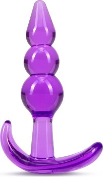 Фиолетовый анальный стимулятор Triple Bead Anal Plug - 9 см.