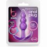 Фиолетовый анальный стимулятор Triple Bead Anal Plug - 9 см.