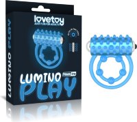 Голубое, светящееся в темноте виброкольцо Lumino Play Vibrating Penis Ring