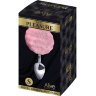 Серебристая анальная втулка с розовым хвостиком Alive Metal Anal Fluffly Plug S