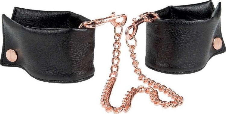 Черные мягкие наручники Entice French Cuffs с цепью