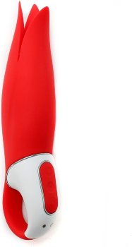 Красный вибратор Power Flower с лепестками - 18,8 см.