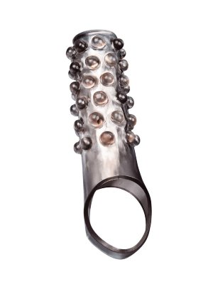 Дымчатая насадка на пенис с выпуклостями - 11 см.  Цена 644 руб. Длина: 11 см. Диаметр: 2.5 см. Оригинальная насадка на пенис с эрекционным кольцом для мошонки и небольшими шипиками внесёт разнообразие в интимную жизнь, сделает её насыщенной и яркой. Эрекционное кольцо на мошонку усилит и продлит эрекцию. Шипики будут дополнительно стимулировать стенки влагалища. Интимный аксессуар хорошо растягивается, подходит для половых членов разных размеров. Может использоваться в сочетании с вибратором или фаллоимитатором. Прост в применении и уходе. Страна: Китай. Материал: термопластичная резина (TPR).