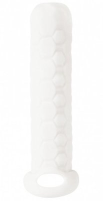 Белый фаллоудлинитель Homme Long - 13,5 см.  Цена 1 345 руб. Длина: 13.5 см. Диаметр: 3.1 см. Насадка Long коллекции Homme обеспечивает увеличение размера пениса в длину. Материал насадки - гипоаллергенный, создающий имитацию мягкой и шелковистой «кожи» ТПЕ. Фиксирующее кольцо на мошонку не только удерживает фаллоудлинитель, но и благодаря сдавливанию может усиливать эрекцию. Двухсторонний нереалистичный рельеф насадки позволит одновременно стимулировать сразу обоих партнеров во время полового акта и дополнительно подарит приятные ощущения. Насадка оснащена встроенным удлинителем. Насадка отлично тянется, продлевает время интимной близости и компенсирует анатомическое несоответствие между партнерами. Длина полости - 10,5 см., диаметр - 2,1 см. Толщина стенок - 0,5 см. Страна: Китай. Материал: термопластичный эластомер (TPE).