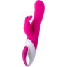 Розовый вибратор с клиторальным стимулятором ELLY с подогревом - 21,5 см.