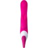 Розовый вибратор с клиторальным стимулятором ELLY с подогревом - 21,5 см.