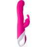 Розовый вибратор с клиторальным стимулятором ELLY с подогревом - 21,5 см.
