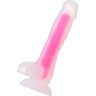 Прозрачно-розовый фаллоимитатор, светящийся в темноте, Clark Glow - 22 см.