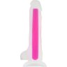 Прозрачно-розовый фаллоимитатор, светящийся в темноте, Clark Glow - 22 см.