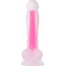 Прозрачно-розовый фаллоимитатор, светящийся в темноте, Clark Glow - 22 см.