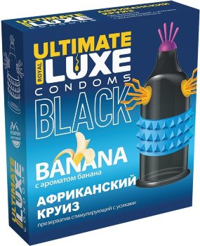 Черный стимулирующий презерватив Африканский круиз с ароматом банана - 1 шт.