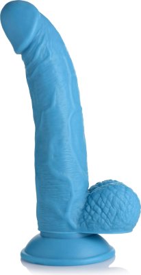 Голубой фаллоимитатор на присоске 7.5 Dildo with Balls - 21,5 см.  Цена 3 516 руб. Длина: 21.5 см. Диаметр: 4.5 см. Яркий фаллос, который покоряет своим цветом и внешним видом с первого взгляда. Нежная головка, упругий ствол с рельефом из вен и складок, мясистая мошонка - этим красавцем можно просто любоваться. Но все эти элементы совсем не для красоты. Головка такой формы обеспечивает комфортное проникновение, натуральный рельеф хорошо промассирует каждый сантиметр вагины, а мошонка добавит стимуляции клитору при каждом глубоком проникновении и гарантирует, что фаллос не проникнет глубже. Крепкая присоска в основании освободит руки для шалостей и даст возможность поэкспериментировать с позами. Просто закрепите член на подходящей поверхности под желаемым углом. Фаллоимитатор сделан из качественного материала безопасного для здоровья. Не содержит в составе вредных веществ и не вызывает аллергических реакций. У фаллоса приятная гладкая поверхность. Рабочая длина - 19 см. Страна: Китай. Материал: поливинилхлорид (ПВХ, PVC).