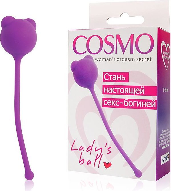 Фиолетовый вагинальный шарик с ушками Cosmo