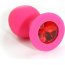 Розовая силиконовая анальная пробка с красным кристаллом - 7 см.  Цена 942 руб. - Розовая силиконовая анальная пробка с красным кристаллом - 7 см.
