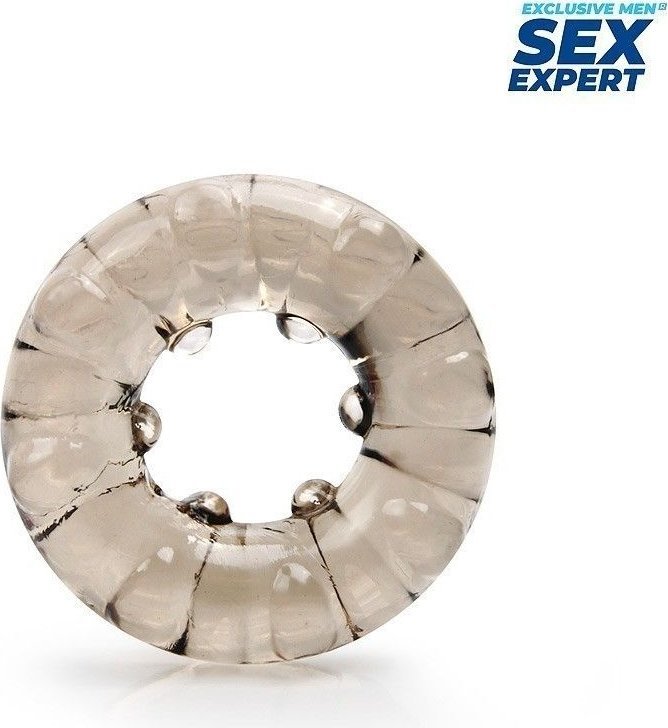 Дымчатое эрекционное кольцо с шишечками на внутренней части