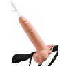 Телесный полый страпон с имитацией эякуляции 7.5 Hollow Squirting Strap-On with Balls - 21,6 см.