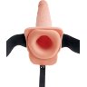 Телесный полый страпон с имитацией эякуляции 7.5 Hollow Squirting Strap-On with Balls - 21,6 см.