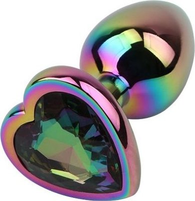 Радужная металлическая пробка Rainbow Heart Butt Plug - 7,1 см.  Цена 2 003 руб. Длина: 7.1 см. Диаметр: 2.7 см. Радужная металлическая пробка для анальных игр и тренировок. Имеет заостренный наконечник для легкого ввода, основание из драгоценного камня в форме сердца. Страна: Китай. Материал: металл.