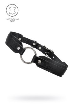 Черный кожаный чокер-ошейник со скруглёнными углами