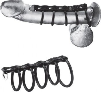 Хомут на пенис с 5 резиновыми кольцами 5 Ring Rubber Gates Of Hell With Lead