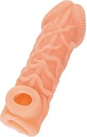 Телесная закрытая насадка с венками Cock Sleeve Size L - 17,6 см.