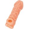 Телесная закрытая насадка с венками Cock Sleeve Size L - 17,6 см.