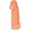 Телесная закрытая насадка с венками Cock Sleeve Size L - 17,6 см.