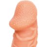 Телесная закрытая насадка с венками Cock Sleeve Size L - 17,6 см.