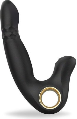 Черный вибромассажер Shake Ring - 16,8 см. Длина: 16.8 см. Диаметр: 2.6 см. Оригинальный вибромассажёр для стимуляции влагалища, клитора, анального отверстия, сосков и других эрогенных зон. Может использоваться во время прелюдии или увеличить наслаждение при занятиях любовью. Интимный аксессуар оснащён двумя виброэлементами, что позволяет ощущать вибрацию по всей поверхности. Один виброэлемент находится в стволе, другой - в небольшом отростке, предназначенном для воздействия на клитор. Кончик ствола двигается в разные стороны, усиливая возбуждение. В конструкции секс-игрушки предусмотрена ручка-кольцо, которая делает удобным использование гаджета. Вибромассажёр изготовлен из мягкого приятного на ощупь материала. Прост в использовании и уходе. Управление вибрацией и движением кончика в стволе Включение/выключение: нажать и несколько секунд удерживать соответствующую кнопку на корпусе изделия. Должен загореться/погаснуть световой индикатор. Переключение режимов: краткое нажатие той же кнопки. Вибрация и движение кончика включаются и работают только одновременно. Управление вибрацией в специальном отростке Включение/выключение: нажать и несколько секунд удерживать соответствующую кнопку на корпусе изделия. Должен загореться/погаснуть световой индикатор. Переключение режимов: краткое нажатие той же кнопки. Режимы вибрации и движения кончика в стволе и отростке можно включать по отдельности или одновременно. Рабочая длина - 12 см. Страна: Китай. Материал: силикон. Батарейки: встроенный аккумулятор.