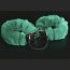 Черные кожаные оковы со съемной зеленой опушкой  Цена 1 376 руб. - Черные кожаные оковы со съемной зеленой опушкой