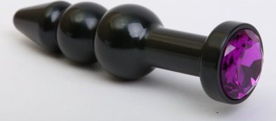 Чёрная анальная ёлочка с фиолетовым кристаллом - 11,2 см.  Цена 1 975 руб. Длина: 11.2 см. Диаметр: 2.9 см. Металлическая анальная ёлочка с ограничительным основанием, украшенным кристаллом. Страна: Китай. Материал: металл.