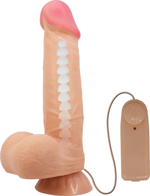 Телесный вибратор с подвижной кожей - 21,8 см.
