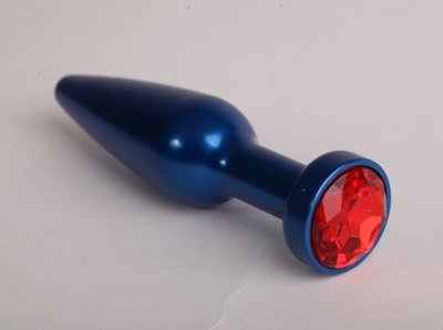 Синяя анальная пробка с красным кристаллом - 11,2 см.  Цена 2 174 руб. Длина: 11.2 см. Диаметр: 2.9 см. Металлическая анальная пробка, основание которой декорировано блестящим кристаллом. С ней вы сможете не только насладиться мощной стимуляцией, но и украсить свою попку. Находясь внутри, пробочка сокращает вагинальное расстояние, пенис плотнее обхватывается вагинальными мышцами, за счет чего вы со своим партнером испытаете большое наслаждение и яркий оргазм. Страна: Китай. Материал: металл.